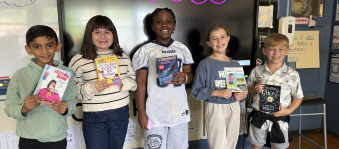 Students sharing book choices