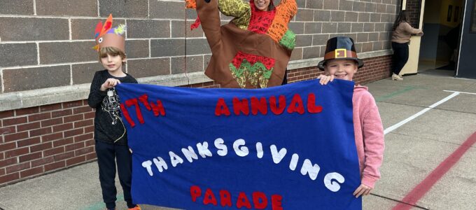 Students leading parade