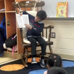 Student reading book