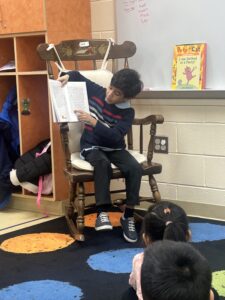 Student reading book