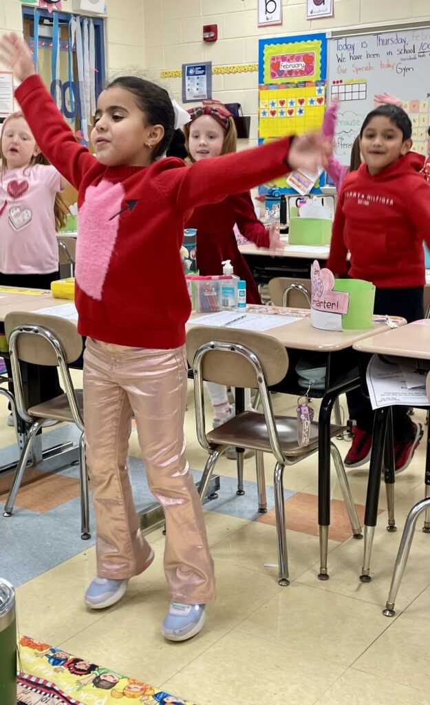 Students celebrating 100th day of school