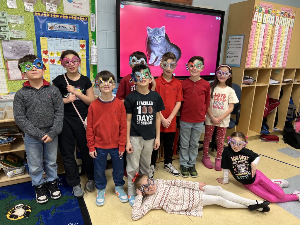 Students celebrating 100th day of school