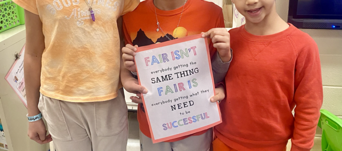 Students wearing their orange