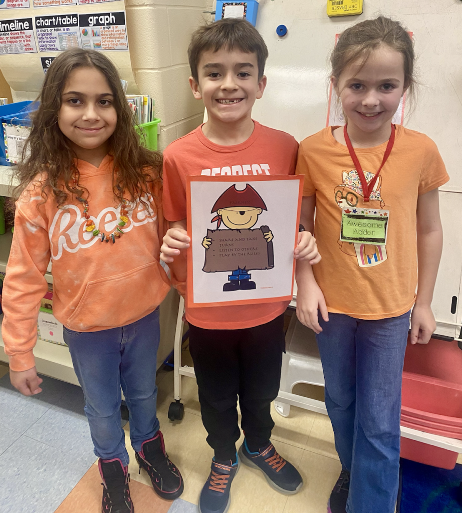 Students wearing their orange